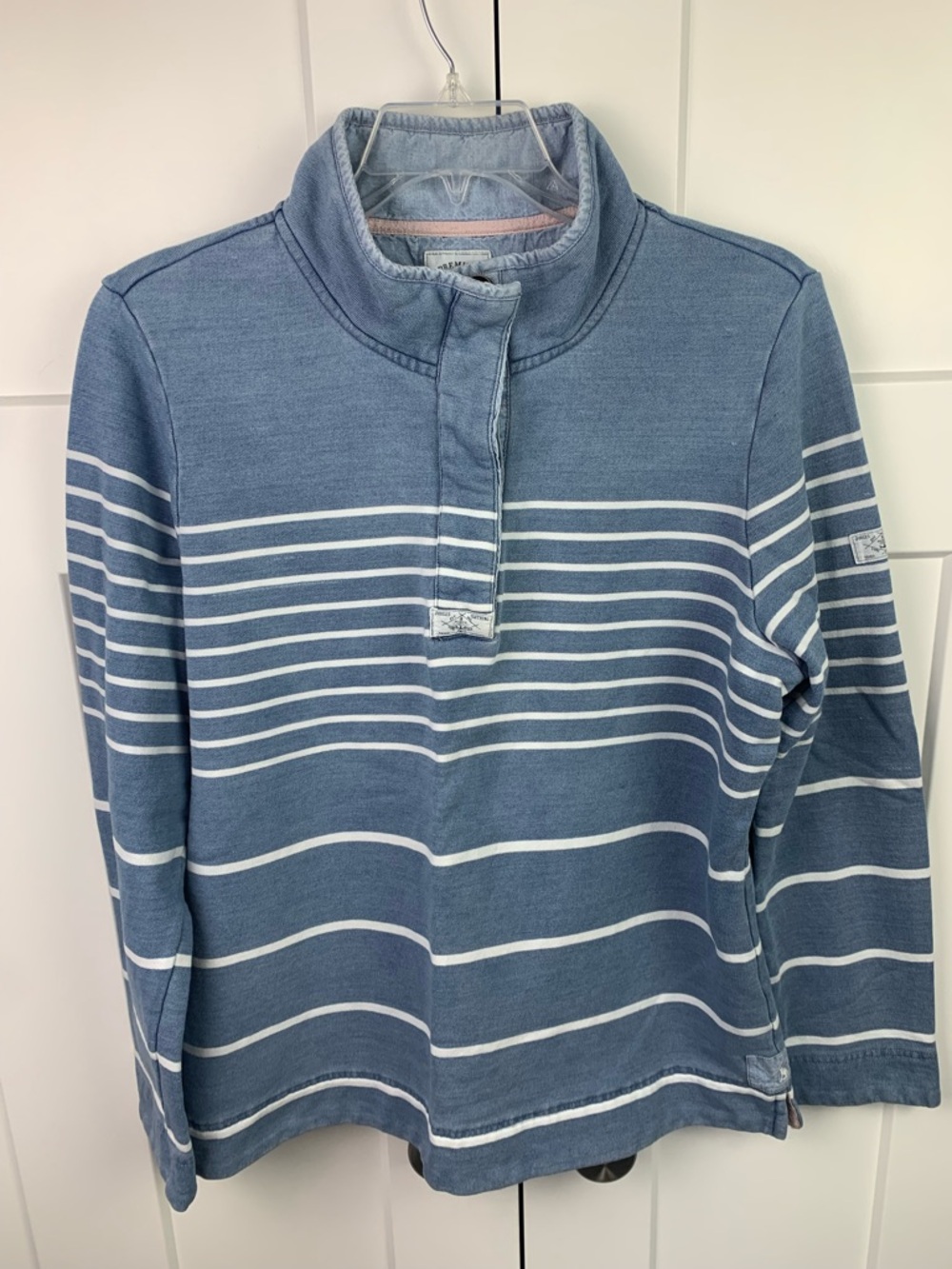 Joules Cowdray 100% Cotton Sweatshirt Saltwash Blue Nautical Funnel Button XL 14